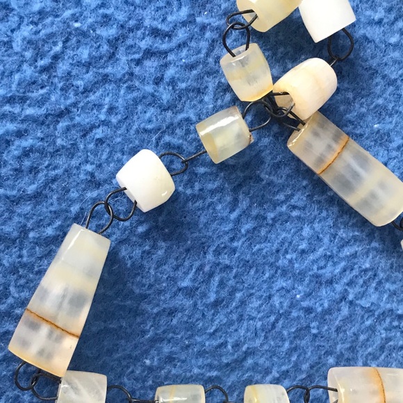 Vintage Moss Agate 3 Line Stone Beads Necklace - Picture 3 of 8